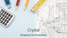  Presentation with drafting - Theme featuring blue print machine - pen pencil and memory flash background and a  colored foreground
