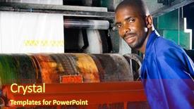  Presentation with printing press - Amazing presentation theme having blue print machine - plastic bag printing press backdrop and a tawny brown colored foreground