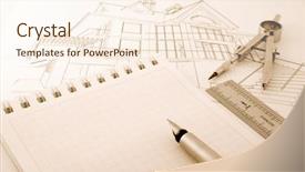  Presentation with blueprint - PPT theme having blue prints - architecture blueprint tools background and a cream colored foreground