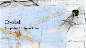  Presentation with successful - PPT theme featuring blue prints - blueprints construction - a collage background and a sky blue colored foreground