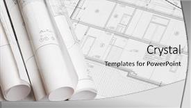 Presentation with house - Cool new presentation theme with blue prints - house plan blueprints roled up backdrop and a white colored foreground