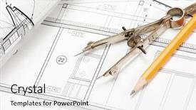  Presentation with tools - PPT theme enhanced with blue prints - tools over house plan blueprints background and a white colored foreground
