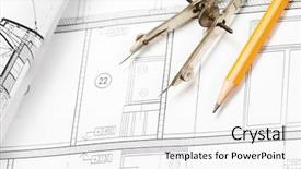  Presentation with tools - Audience pleasing slide set consisting of blue prints - tools over house plan blueprints backdrop and a white colored foreground