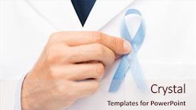  Presentation with healthcare blue ribbon - Slides having blue prostate cancer awareness ribbon background and a lemonade colored foreground