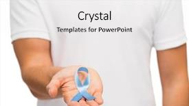  Presentation with cancer care - Colorful presentation enhanced with blue prostate cancer awareness ribbon backdrop and a white colored foreground