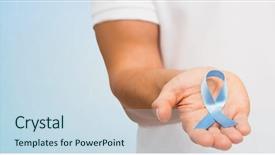  Presentation with cancer care - Theme enhanced with blue prostate cancer awareness ribbon background and a sky blue colored foreground