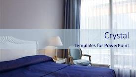  Presentation with welcome to apartment - Colorful slide set enhanced with blue purple - interior luxury apartment comfortable room backdrop and a light blue colored foreground