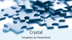  Presentation with blue puzzle pieces - Cool new presentation theme with blue puzzle pieces isolated backdrop and a light blue colored foreground