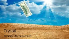  Presentation with dollar - Colorful PPT layouts enhanced with blue rays left - conceptual image of flying hundred backdrop and a gold colored foreground