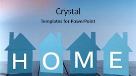  Presentation with bright - Presentation theme featuring blue real estate - paper houses on bright background background and a light blue colored foreground