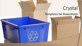  Presentation with bin - PPT theme having blue-recycle-bin-and-empty background and a lemonade colored foreground