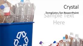  Presentation with recycle plastic - Colorful slides enhanced with blue recycle can with plastic backdrop and a white colored foreground