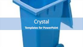  Presentation with recycling - Theme having blue recycling bin isolated on white background background and a teal colored foreground