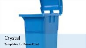  Presentation with recycling - Colorful PPT theme enhanced with blue recycling bin isolated on white background backdrop and a teal colored foreground