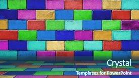  Presentation with old metal sheet roof texture - Cool new presentation with blue red blocks - old colourful room motley brickwall backdrop and a ocean colored foreground