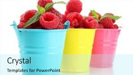  Presentation with fresh water splash green apple isolated white - Colorful PPT layouts enhanced with blue red green yellow - beautiful raspberries in buckets isolated backdrop and a  colored foreground