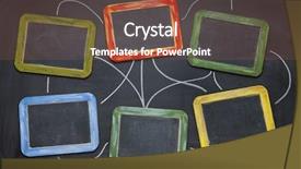  Presentation with flowchart - Beautiful slides featuring blue red green yellow - blank abstract network or flowchart backdrop and a tawny brown colored foreground