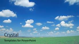  Presentation with sky - Cool new presentation theme with blue red green yellow - photo of summer landscape cloudy backdrop and a light blue colored foreground