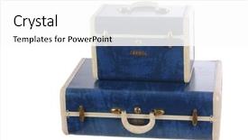  Presentation with luggage - PPT layouts consisting of blue retro luggage circa 1950 background and a white colored foreground