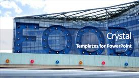  Presentation with blue food - Cool new PPT layouts with blue retro styled food sign backdrop and a ocean colored foreground