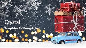  Presentation with new year - Cool new presentation theme with blue retro toy car delivering backdrop and a ocean colored foreground