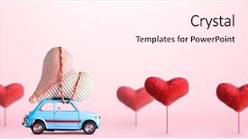  Presentation with blue pink - Colorful slide deck enhanced with blue retro toy car delivering backdrop and a pink colored foreground