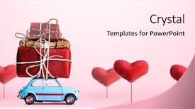  Presentation with blue pink - PPT layouts enhanced with blue retro toy car delivering background and a pink colored foreground