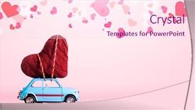 Presentation with blue pink - Slide set consisting of blue retro toy car delivering background and a pink colored foreground