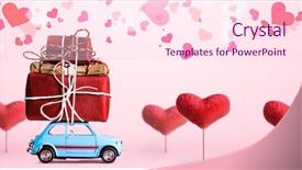  Presentation with pink blue - PPT theme with blue retro toy car delivering background and a pink colored foreground