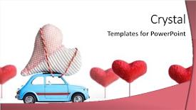  Presentation with craft - Slide deck having blue retro toy car delivering background and a white colored foreground
