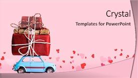  Presentation with pink blue - PPT theme consisting of blue retro toy car delivering background and a white colored foreground