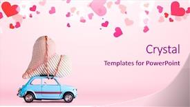  Presentation with craft - PPT theme having blue retro toy car delivering background and a pink colored foreground