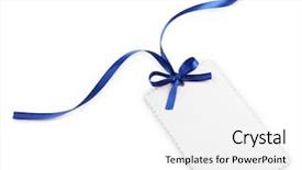  Presentation with white blank notebook silver - Slides enhanced with blue ribbon - blank gift tag with bow background and a white colored foreground