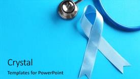  Presentation with blue ribbon - Slide set featuring blue ribbon and stethoscope background and a cyan colored foreground