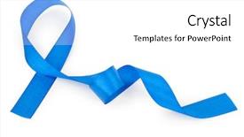  Presentation with blue ribbon - Audience pleasing presentation consisting of blue ribbon isolated on white backdrop and a  colored foreground