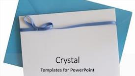  Presentation with blue ribbon - Beautiful PPT theme featuring blue ribbon on envelope backdrop and a light gray colored foreground