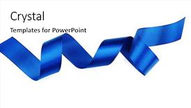  Presentation with blue ribbon - Amazing PPT theme having blue ribbon on white background backdrop and a white colored foreground