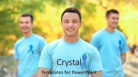  Presentation with blue ribbon - Slide deck enhanced with blue ribbon outdoors prostate cancer background and a arctic colored foreground