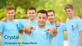  Presentation with blue ribbon - Audience pleasing presentation theme consisting of blue ribbon outdoors prostate cancer backdrop and a arctic colored foreground