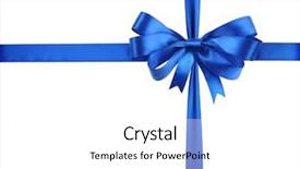  Presentation with gift ribbon - Slide set enhanced with blue ribbon with a bow background and a white colored foreground