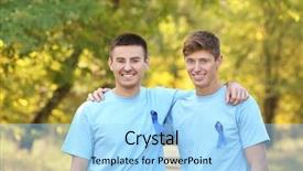  Presentation with cancer prostate - PPT theme featuring blue ribbons outdoors prostate cancer background and a light blue colored foreground