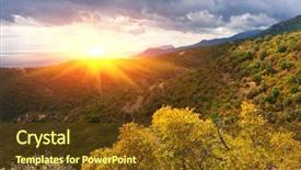  Presentation with blue ridge mountains - Slide deck enhanced with blue ridge - autumn colors in crimean mountains background and a tawny brown colored foreground