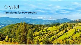  Presentation with nature village - Cool new presentation theme with blue ridge - panoramic mountains landscape beautiful summer backdrop and a  colored foreground