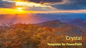 Presentation with blue ridge mountains - Beautiful slide deck featuring blue-ridge-mountains-at-sunset backdrop and a tawny brown colored foreground