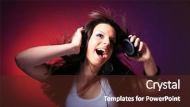  Presentation with colorful music - Colorful presentation design enhanced with blue rock - girl enjoys music over colorful backdrop and a tawny brown colored foreground