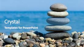  Presentation with stones - Presentation theme having blue rock - stack of stones on beach background and a teal colored foreground