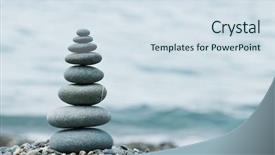  Presentation with rock stone - Presentation enhanced with blue rock - stone on sea shore closeup background and a sky blue colored foreground