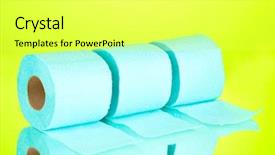  Presentation with toilet - Audience pleasing theme consisting of blue rolls of toilet paper backdrop and a white colored foreground