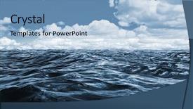  Presentation with ocean waves - Amazing PPT theme having blue rough ocean against scenic backdrop and a light blue colored foreground