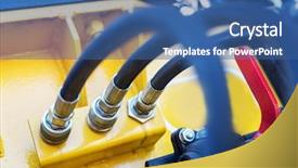  Presentation with rubber industry - Theme enhanced with blue rubber tubes machinery components background and a ocean colored foreground